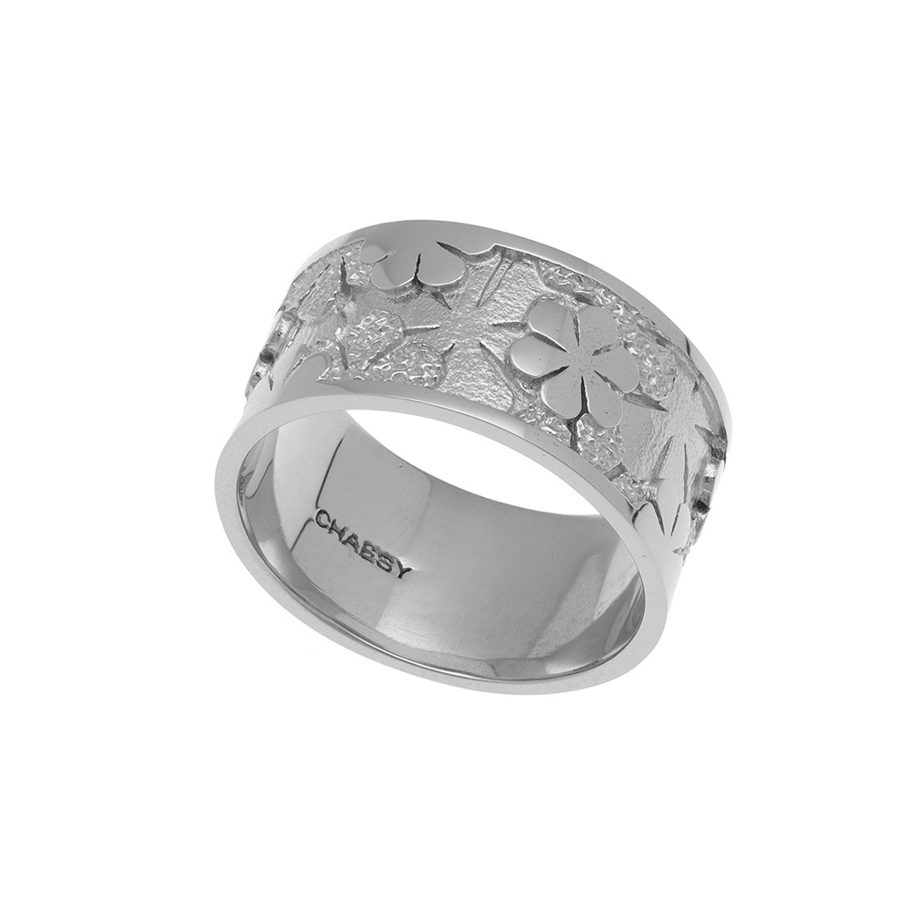 Lattice texture band ring engraved CHAESY