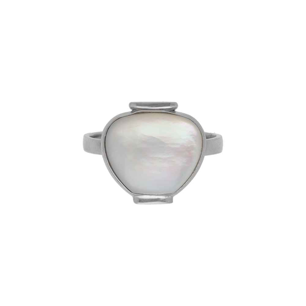 Moon jar mother-of-pearl ring in sterling silver